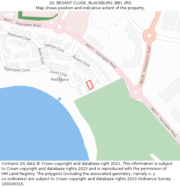 20, BESANT CLOSE, BLACKBURN, BB1 2RG: Location map and indicative extent of plot