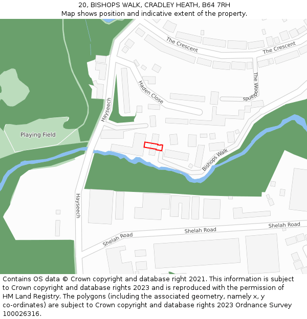 20, BISHOPS WALK, CRADLEY HEATH, B64 7RH: Location map and indicative extent of plot