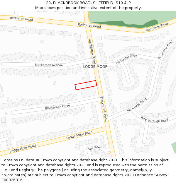 20, BLACKBROOK ROAD, SHEFFIELD, S10 4LP: Location map and indicative extent of plot