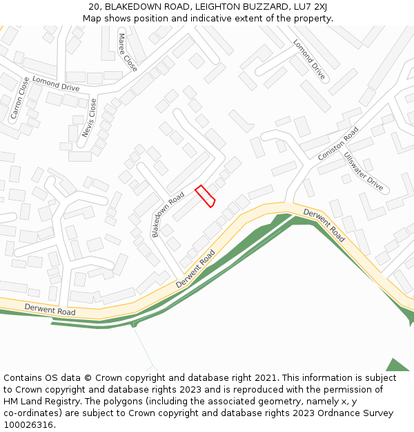 20, BLAKEDOWN ROAD, LEIGHTON BUZZARD, LU7 2XJ: Location map and indicative extent of plot