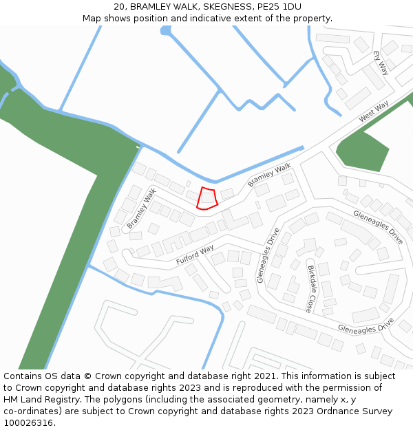 20, BRAMLEY WALK, SKEGNESS, PE25 1DU: Location map and indicative extent of plot