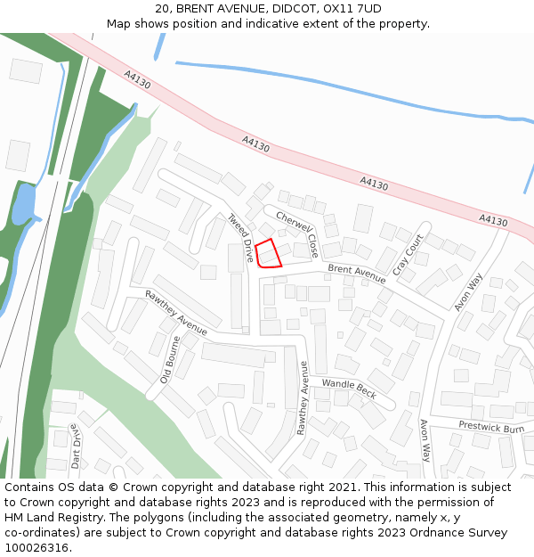 20, BRENT AVENUE, DIDCOT, OX11 7UD: Location map and indicative extent of plot