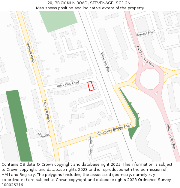 20, BRICK KILN ROAD, STEVENAGE, SG1 2NH: Location map and indicative extent of plot