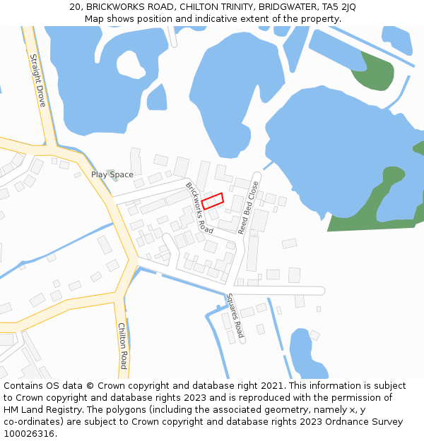 20, BRICKWORKS ROAD, CHILTON TRINITY, BRIDGWATER, TA5 2JQ: Location map and indicative extent of plot