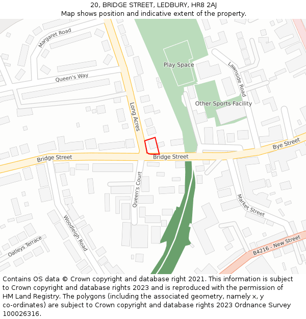 20, BRIDGE STREET, LEDBURY, HR8 2AJ: Location map and indicative extent of plot