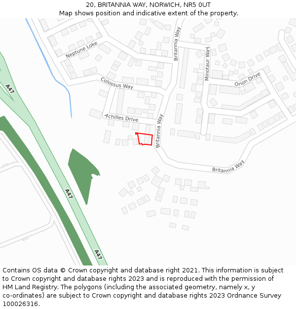 20, BRITANNIA WAY, NORWICH, NR5 0UT: Location map and indicative extent of plot