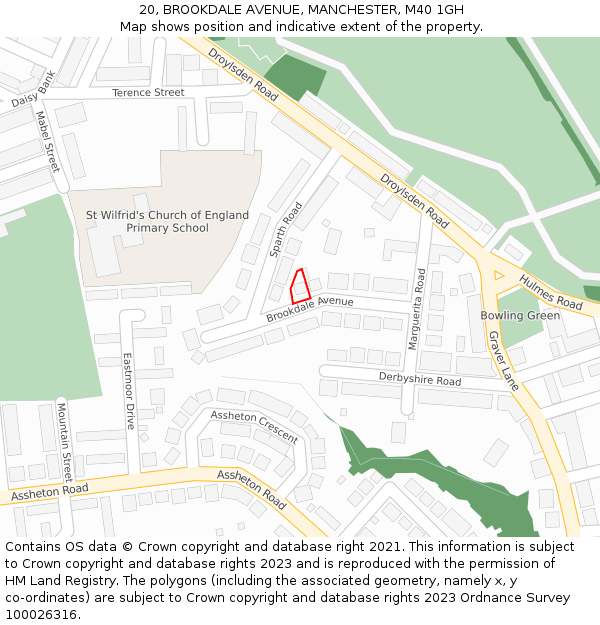 20, BROOKDALE AVENUE, MANCHESTER, M40 1GH: Location map and indicative extent of plot