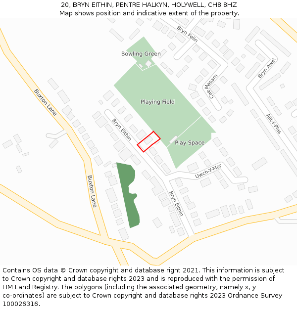 20, BRYN EITHIN, PENTRE HALKYN, HOLYWELL, CH8 8HZ: Location map and indicative extent of plot