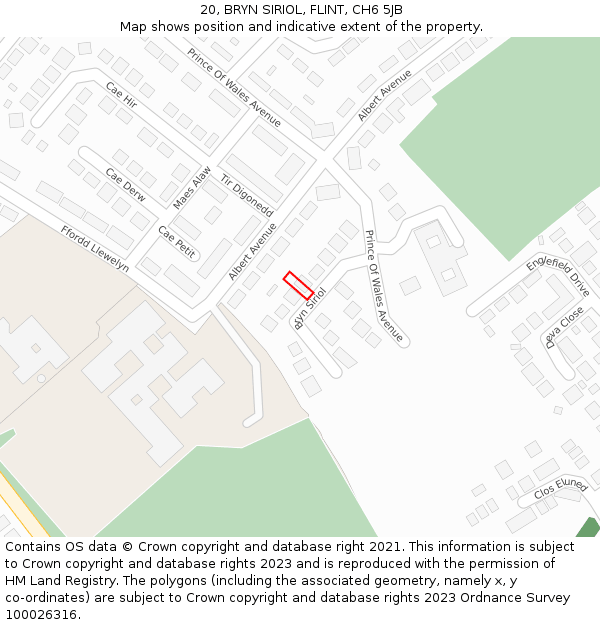 20, BRYN SIRIOL, FLINT, CH6 5JB: Location map and indicative extent of plot