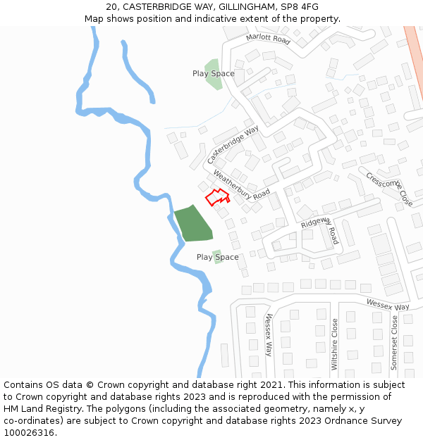 20, CASTERBRIDGE WAY, GILLINGHAM, SP8 4FG: Location map and indicative extent of plot