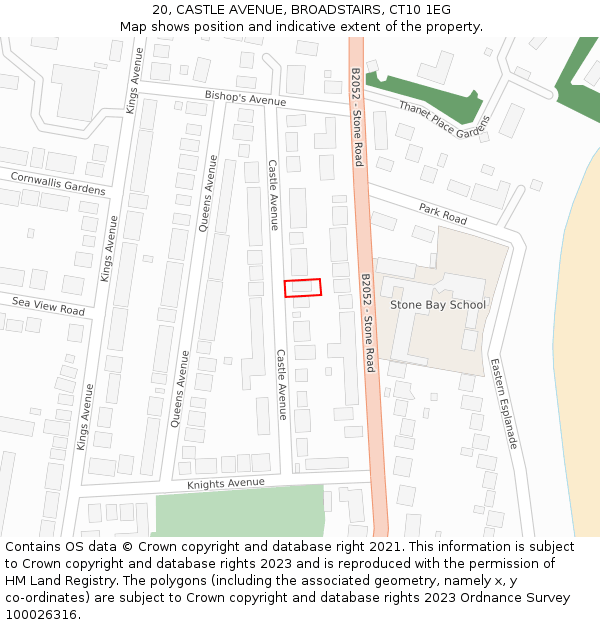 20, CASTLE AVENUE, BROADSTAIRS, CT10 1EG: Location map and indicative extent of plot