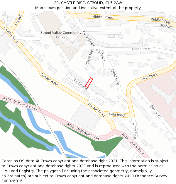 20, CASTLE RISE, STROUD, GL5 2AW: Location map and indicative extent of plot