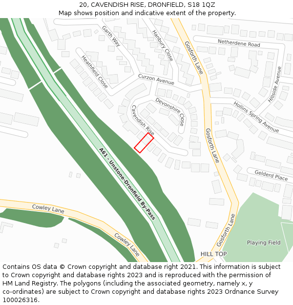 20, CAVENDISH RISE, DRONFIELD, S18 1QZ: Location map and indicative extent of plot