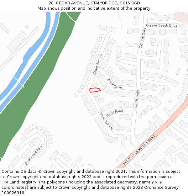 20, CEDAR AVENUE, STALYBRIDGE, SK15 3GD: Location map and indicative extent of plot
