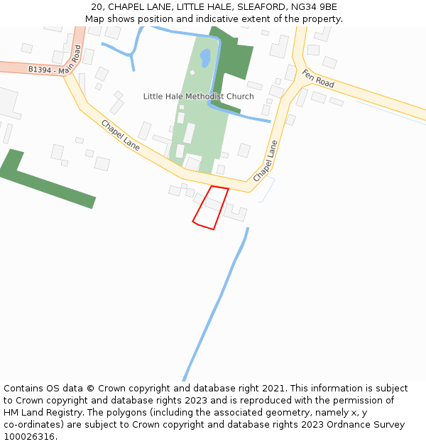 20, CHAPEL LANE, LITTLE HALE, SLEAFORD, NG34 9BE: Location map and indicative extent of plot