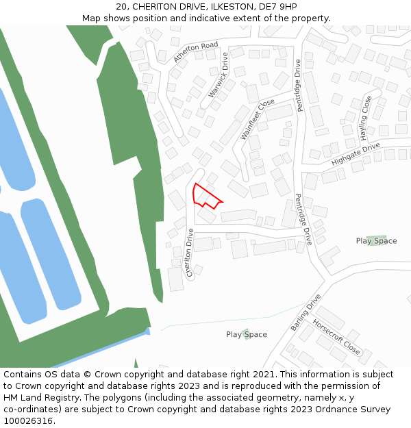 20, CHERITON DRIVE, ILKESTON, DE7 9HP: Location map and indicative extent of plot
