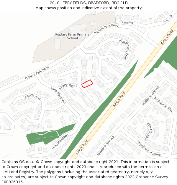 20, CHERRY FIELDS, BRADFORD, BD2 1LB: Location map and indicative extent of plot