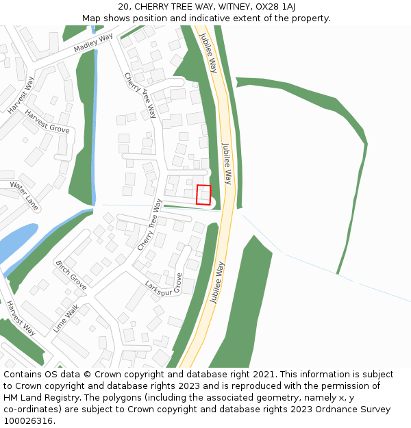 20, CHERRY TREE WAY, WITNEY, OX28 1AJ: Location map and indicative extent of plot