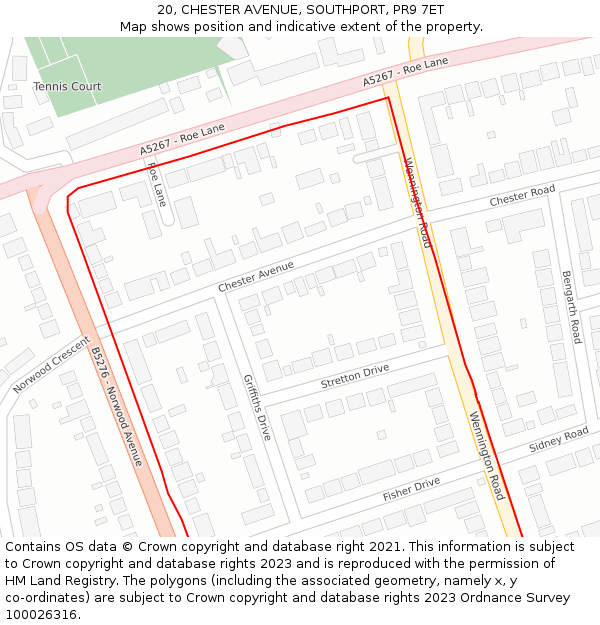 20, CHESTER AVENUE, SOUTHPORT, PR9 7ET: Location map and indicative extent of plot