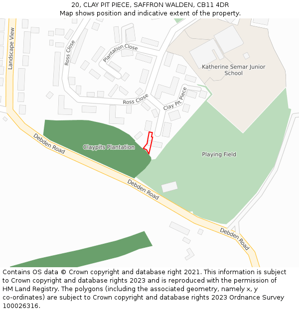 20, CLAY PIT PIECE, SAFFRON WALDEN, CB11 4DR: Location map and indicative extent of plot