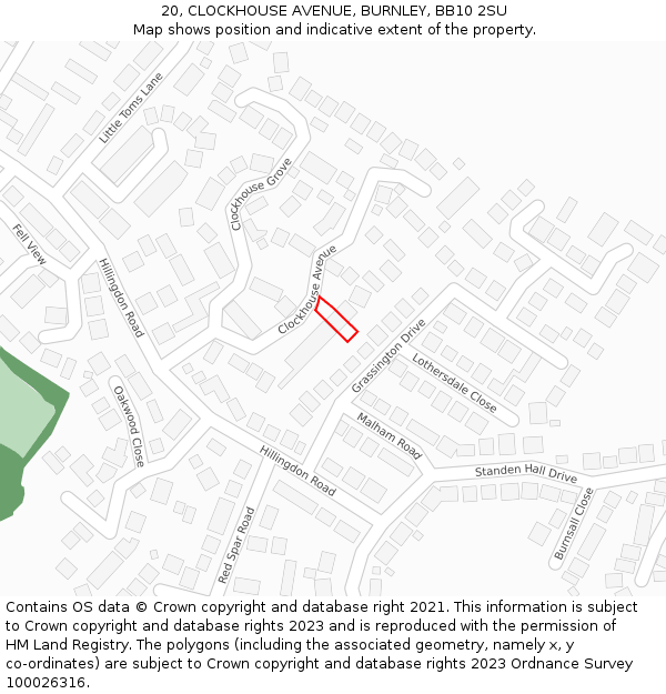 20, CLOCKHOUSE AVENUE, BURNLEY, BB10 2SU: Location map and indicative extent of plot