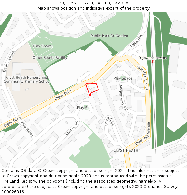 20, CLYST HEATH, EXETER, EX2 7TA: Location map and indicative extent of plot