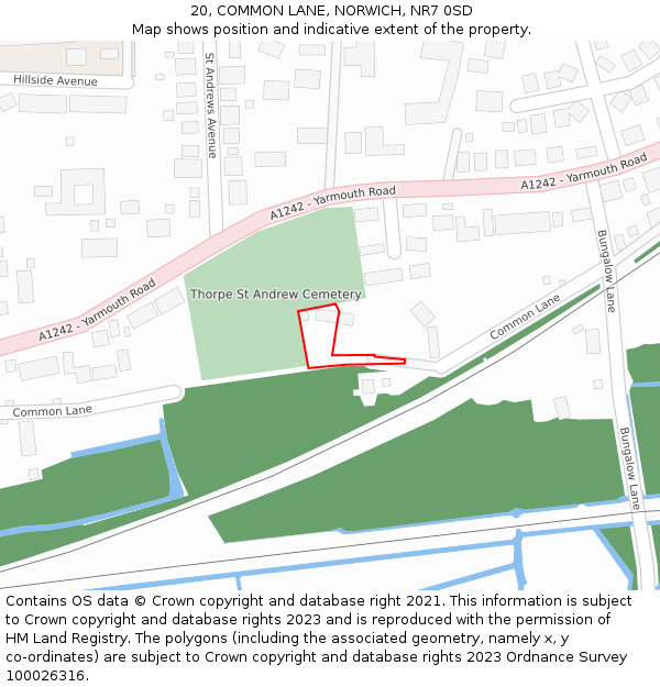 20, COMMON LANE, NORWICH, NR7 0SD: Location map and indicative extent of plot