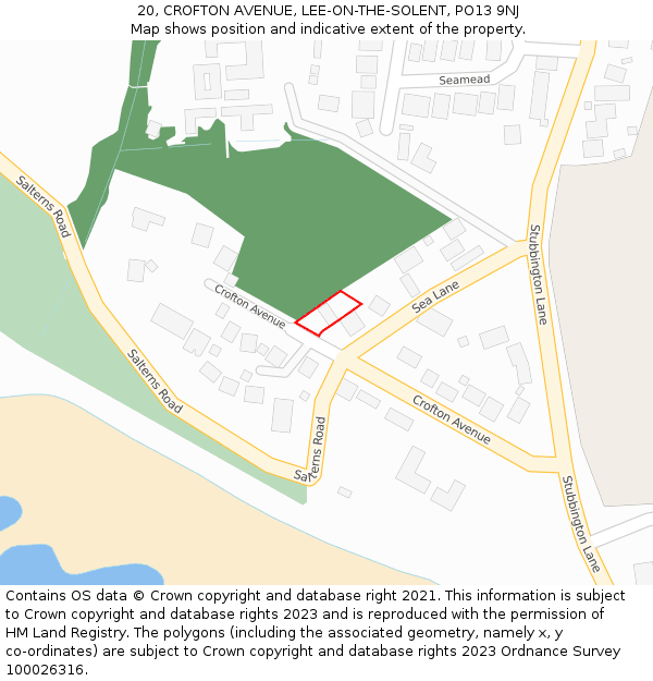 20, CROFTON AVENUE, LEE-ON-THE-SOLENT, PO13 9NJ: Location map and indicative extent of plot