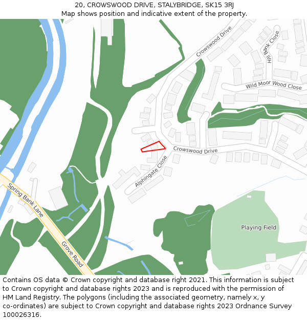 20, CROWSWOOD DRIVE, STALYBRIDGE, SK15 3RJ: Location map and indicative extent of plot