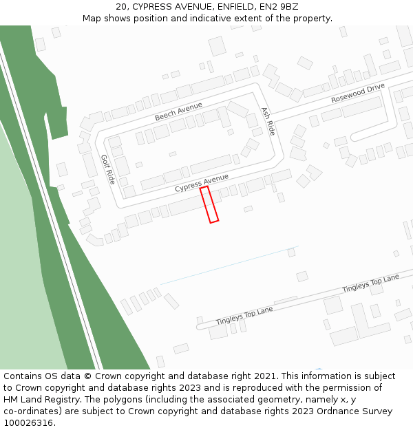 20, CYPRESS AVENUE, ENFIELD, EN2 9BZ: Location map and indicative extent of plot