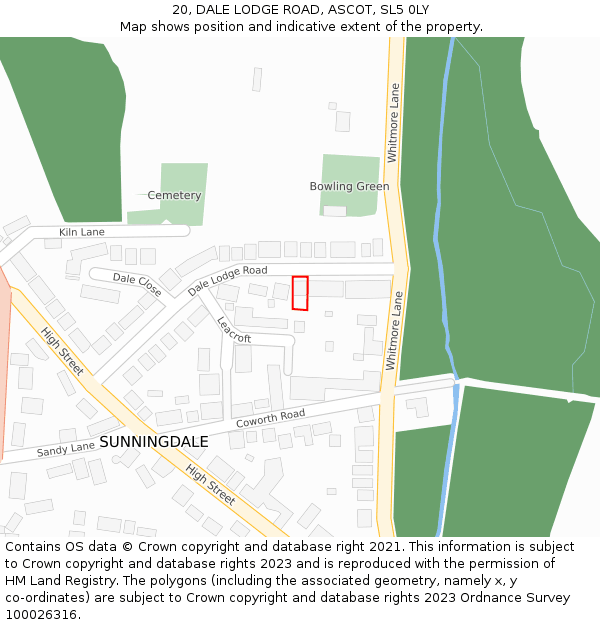 20, DALE LODGE ROAD, ASCOT, SL5 0LY: Location map and indicative extent of plot