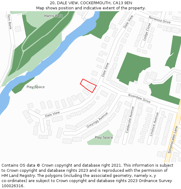 20, DALE VIEW, COCKERMOUTH, CA13 9EN: Location map and indicative extent of plot