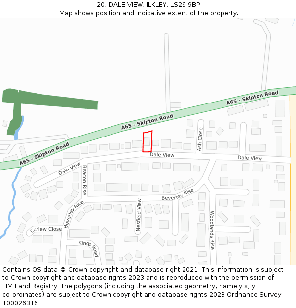 20, DALE VIEW, ILKLEY, LS29 9BP: Location map and indicative extent of plot