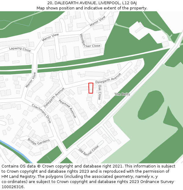 20, DALEGARTH AVENUE, LIVERPOOL, L12 0AJ: Location map and indicative extent of plot
