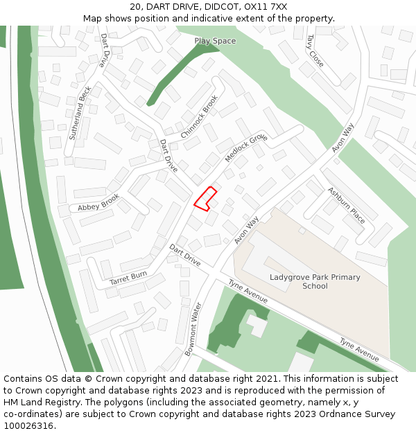 20, DART DRIVE, DIDCOT, OX11 7XX: Location map and indicative extent of plot