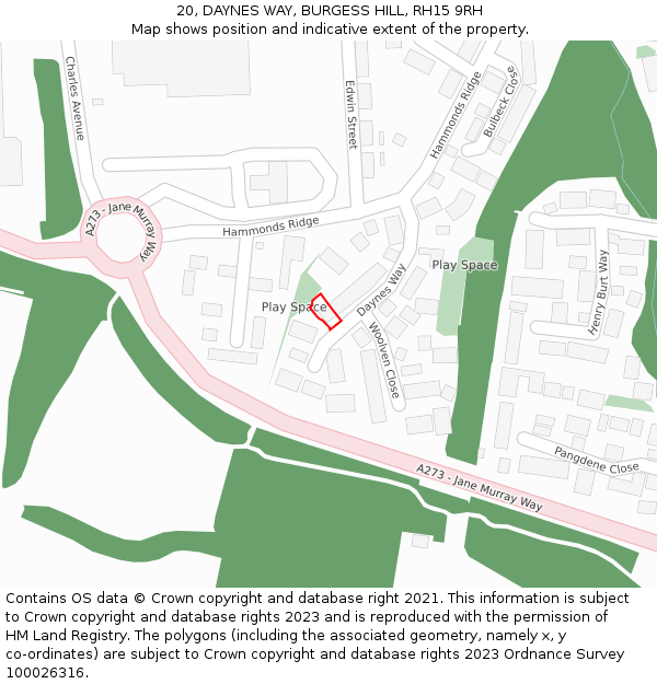 20, DAYNES WAY, BURGESS HILL, RH15 9RH: Location map and indicative extent of plot