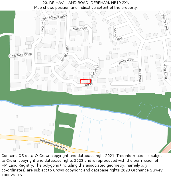 20, DE HAVILLAND ROAD, DEREHAM, NR19 2XN: Location map and indicative extent of plot