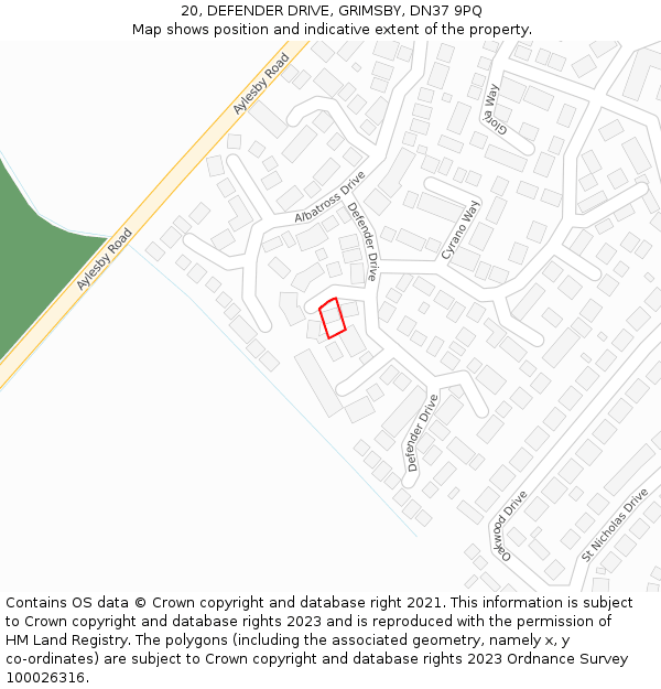 20, DEFENDER DRIVE, GRIMSBY, DN37 9PQ: Location map and indicative extent of plot