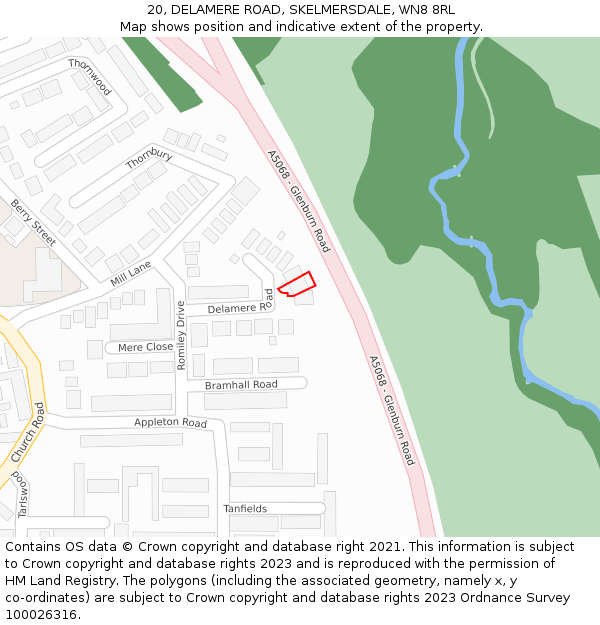 20, DELAMERE ROAD, SKELMERSDALE, WN8 8RL: Location map and indicative extent of plot