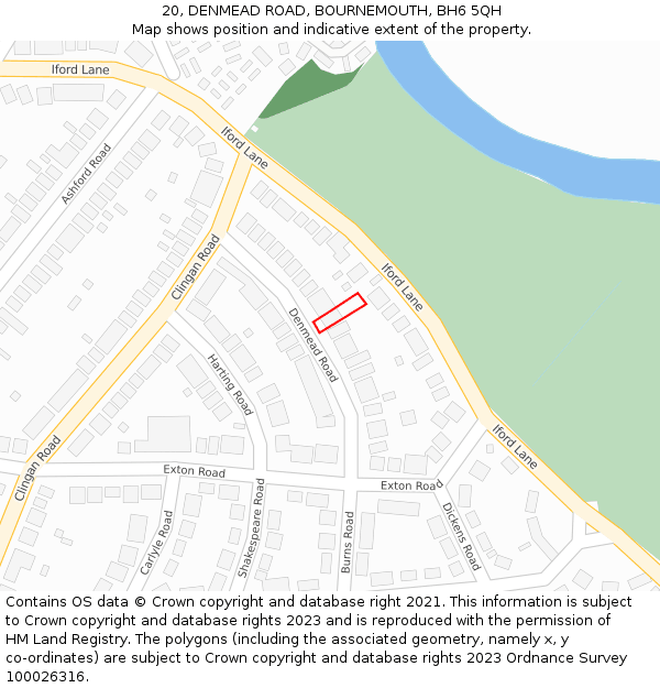 20, DENMEAD ROAD, BOURNEMOUTH, BH6 5QH: Location map and indicative extent of plot