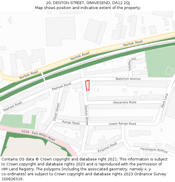 20, DENTON STREET, GRAVESEND, DA12 2QJ: Location map and indicative extent of plot