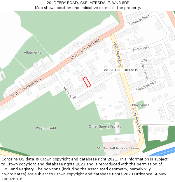 20, DERBY ROAD, SKELMERSDALE, WN8 8BP: Location map and indicative extent of plot