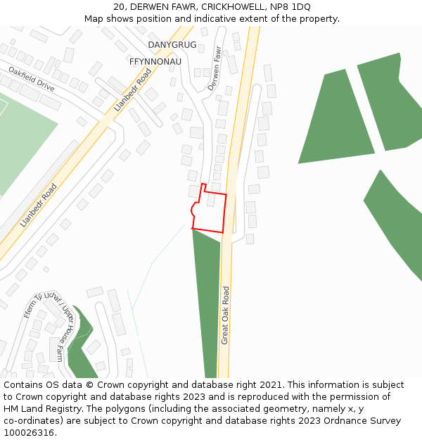 20, DERWEN FAWR, CRICKHOWELL, NP8 1DQ: Location map and indicative extent of plot