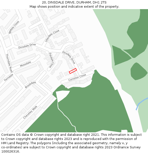 20, DINSDALE DRIVE, DURHAM, DH1 2TS: Location map and indicative extent of plot