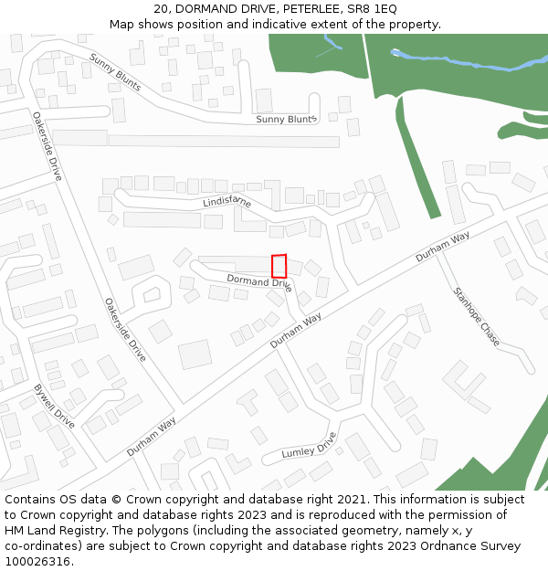 20, DORMAND DRIVE, PETERLEE, SR8 1EQ: Location map and indicative extent of plot