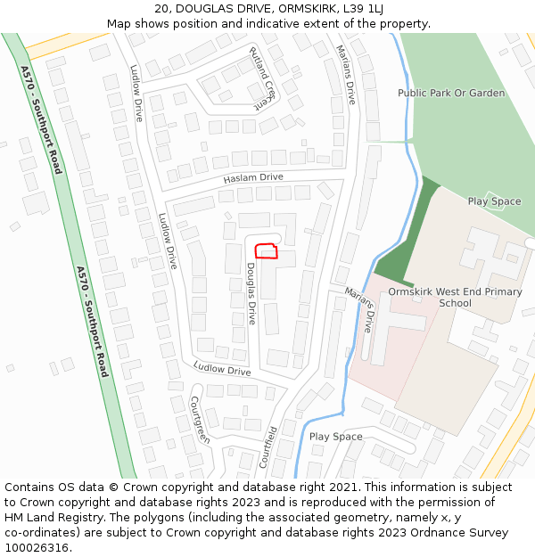 20, DOUGLAS DRIVE, ORMSKIRK, L39 1LJ: Location map and indicative extent of plot