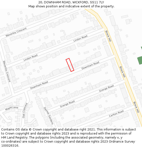 20, DOWNHAM ROAD, WICKFORD, SS11 7LY: Location map and indicative extent of plot