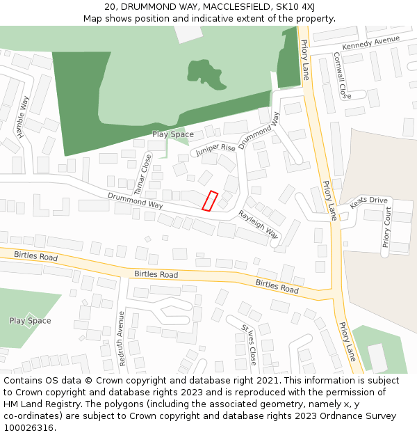 20, DRUMMOND WAY, MACCLESFIELD, SK10 4XJ: Location map and indicative extent of plot