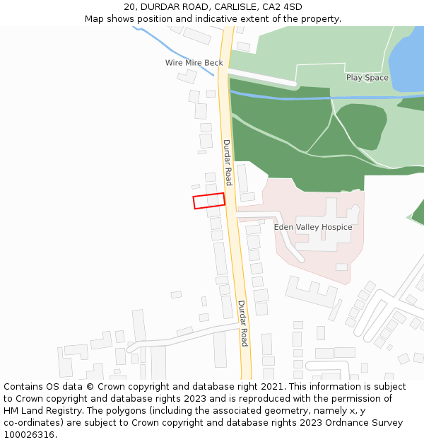 20, DURDAR ROAD, CARLISLE, CA2 4SD: Location map and indicative extent of plot