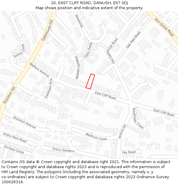 20, EAST CLIFF ROAD, DAWLISH, EX7 0DJ: Location map and indicative extent of plot